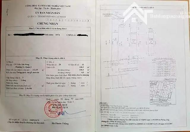 Bán nhà mặt tiền Đường Trần Văn Đang, Phường 10, Quận 3, Tp Hồ Chí Minh