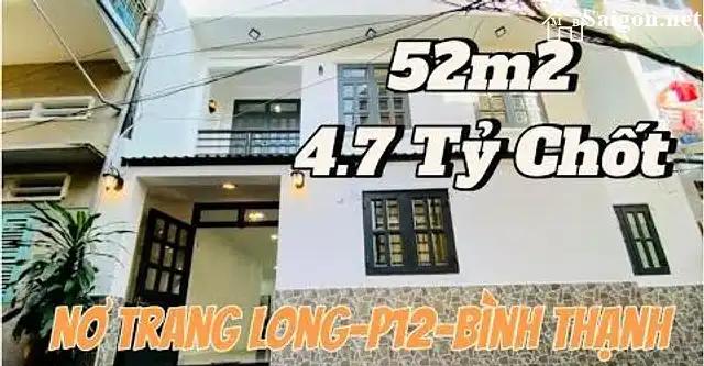 Bán nhà 1 lầu hẻm xe hơi, Đường Nơ Trang Long, Phường 12, Quận Bình Thạnh, Tp Hồ Chí Minh