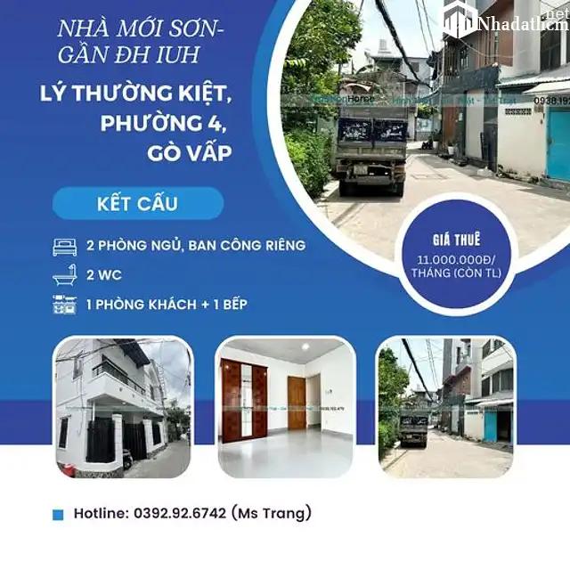 Cho thuê nhà mới sơn, hẻm xe hơi, đường Lý Thường Kiệt, Phường 4, Quận Gò Vấp, Tp Hồ Chí Minh