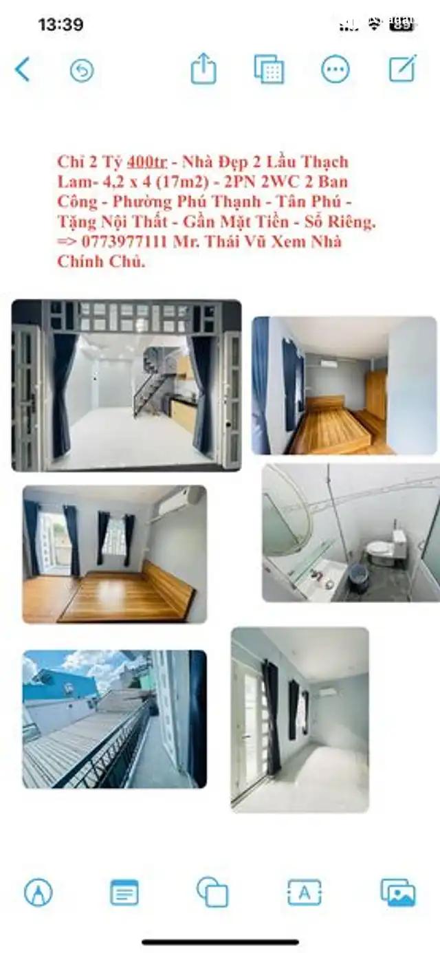 Bán nhà 2.4 tỷ, 17m2, 2pn, 2wc, Phường Phú Thạnh, Quận Tân Phú, Tp Hồ Chí Minh