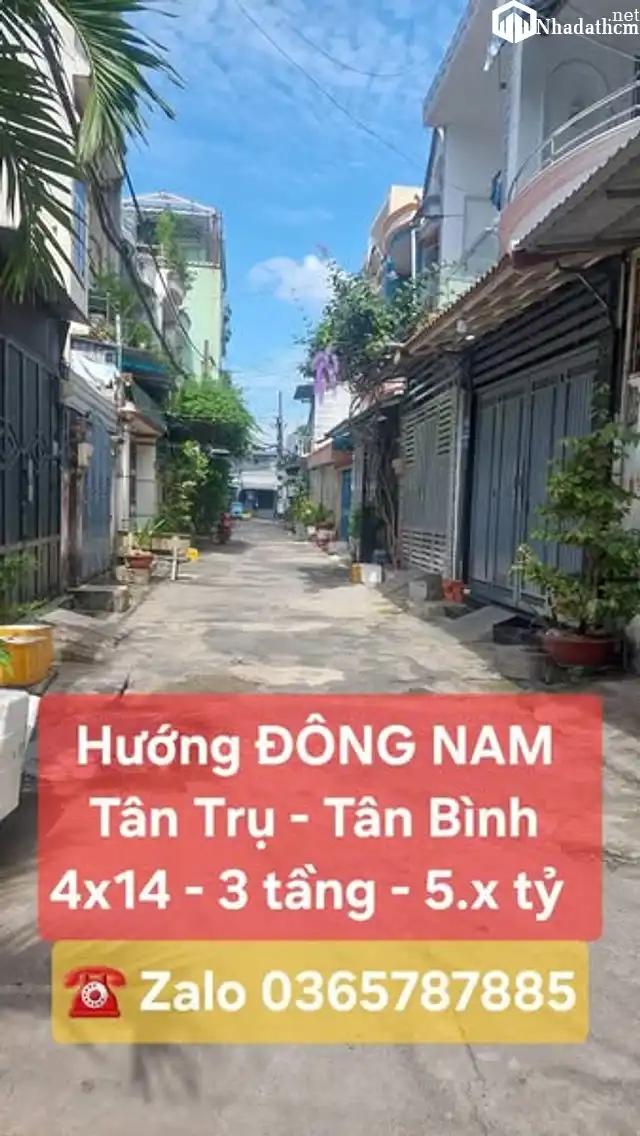 Nhà Gần chợ Tân Trụ, 56m2, 3 tầng, giá 5 tỷ, hẻm an ninh, Bình Tân